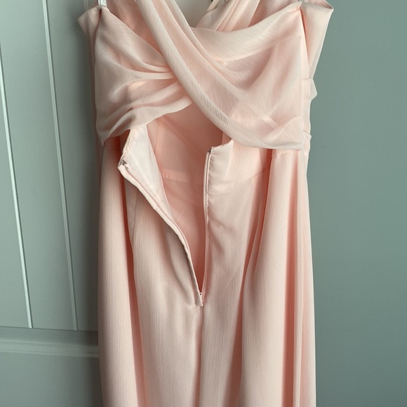 Chiffon Sheath Bridesmaid Dress with Beaded diamond like Straps in Petal size 6 - Picture 10 of 12